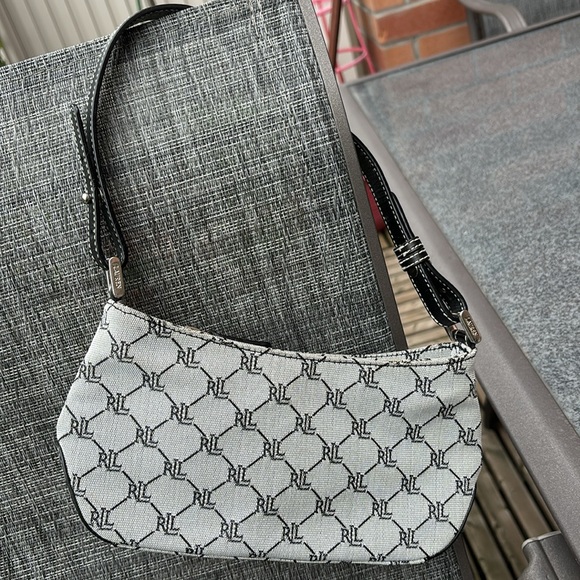 Vintage Y2K Lauren Ralph Lauren Monogram Cotton Canvas Mini Shoulder Bag - Picture 4 of 10